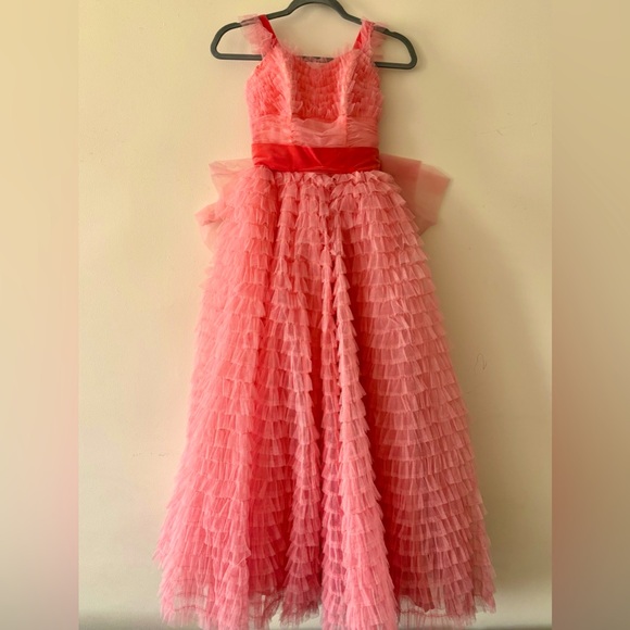 Vintage Dresses & Skirts - SOLD - 1950s Vintage Layered Mesh Tulle & Velvet Tiered Cupcake Dress Pink Prom